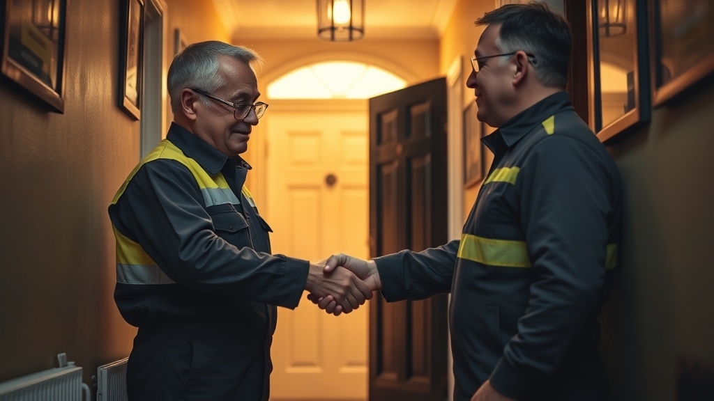 Engineer shaking hands with a Tooting homeowner after locating their leak